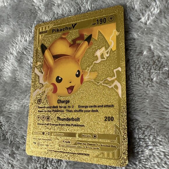 Pokemon Gold Fan Art Pikachu V 190HP 043/185 - Picture 4 of 10